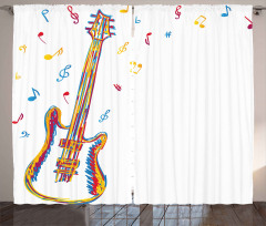 Doodle Style Guitar Art Curtain