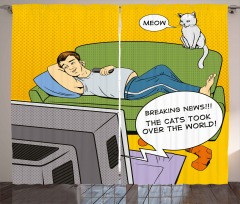 Man TV Cat Comic Book Curtain