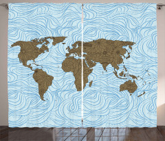 Map with Waves Curtain