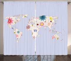 Map Soft Blooms Curtain