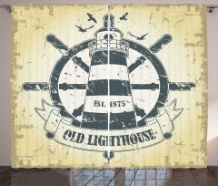 Ship Helm Wheel Retro Curtain