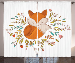 Baby Fox Flowers Curtain