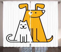 Cats and Dogs Friends Curtain