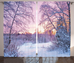 Braches Snowy Sunset Curtain