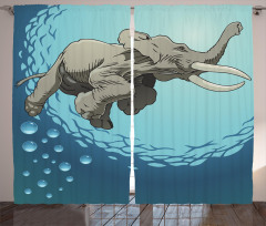 Elephant in Tropic Ocean Curtain