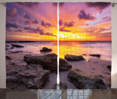 Sunset Idyllic Beach Curtain