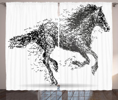 Animal Sketchy Horse Curtain