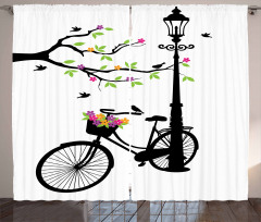 Spring Tree Birds Bike Curtain