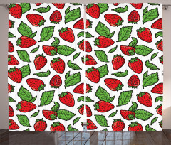 Juicy Strawberries Leaves Curtain