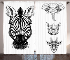 Safari Wildlife Sketch Curtain