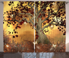 Tree Earthy Color Tones Curtain