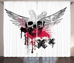 Grunge Wings and Skull Curtain