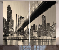 NYC Night Bridge View Curtain