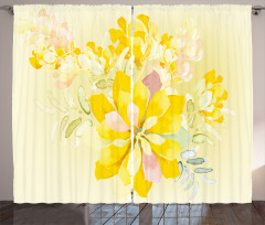 Romantic Yellow Flowers Curtain