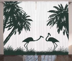 Flamingos and Palm Trees Curtain