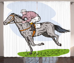 Horse Racing Sketch Curtain