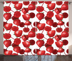 Cherry Picnic Spring Fruits Curtain