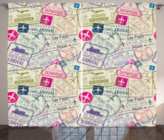 Passport Stamps Cities Curtain