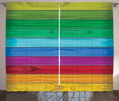 Colorful Wood Stripes Curtain