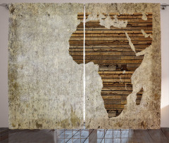 Wooden Plank Map Curtain
