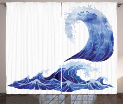 Aquatic Storm Blue Waves Curtain