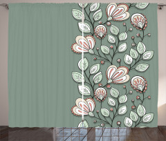 Flowers and Leaves Graphic Curtain