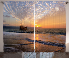 Pirate Ship in Waves Curtain