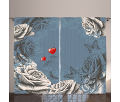 Grunge Rose Petal Heart Curtain