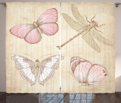 Retro Butterflies Bugs Curtain