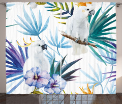 Watercolor Parrot Palm Curtain