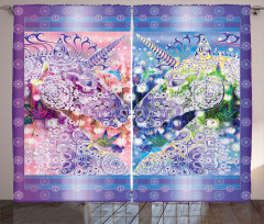 Myhtical Horses Floral Curtain