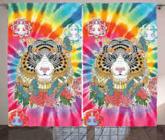 Tiger Head Ornate Theme Curtain