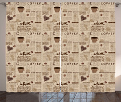 Coffee Cups Writing Curtain