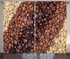 Coffee Beans Stripes Curtain