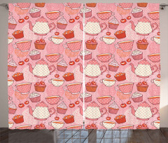 Teapots Cups Cakes Curtain
