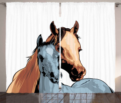 Farm Life 2 Horses Curtain
