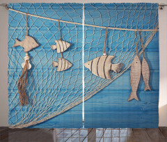 Wooden Fish Shell on Net Curtain