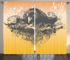 Wicked Crow and Flowers Curtain