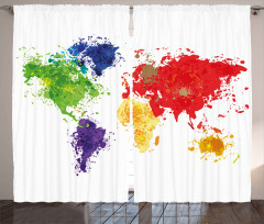 World Map Artwork Curtain