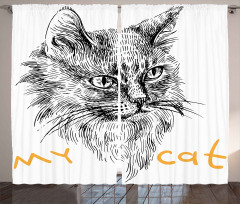 Hand Drawn Cat Curtain