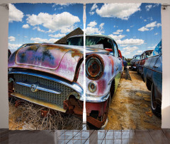Rusty Abandoned Cars Curtain