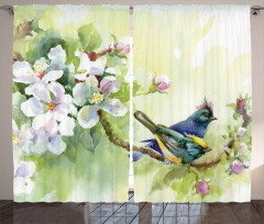 Watercolor Birds Spring Curtain