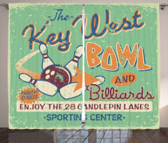 Vintage Bowling Poster Curtain