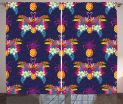 Vivid Flowers Pineapples Curtain