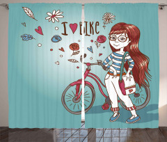 Girl with Bike Curtain