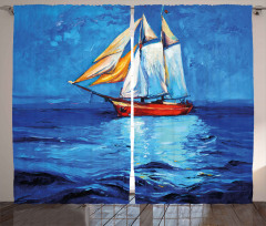 Sail Boat Art Picture Curtain
