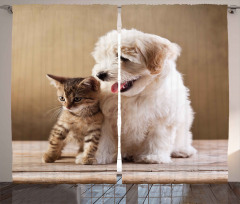 Kitten and Dog Friends Curtain