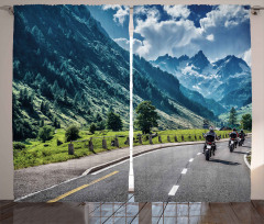 Motorcyclist on Road Curtain