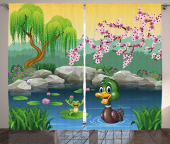 Duck and Frog in a Lake Curtain