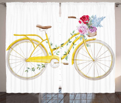 Bicycle with Flowers Curtain